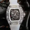 Assista Designer Luxury Mass Mechanical Watch Most Hollow Out Design of Milles Glass Transparent Series Relógios Swiss Movement Brand