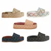 womens fashion slippers 55mm Platform Sandals Canvas Wedges with box and dust bag jackdhstore