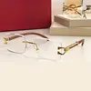 Sunglasses For Women Summer C-shaped 0140 Style Anti-Ultraviolet Retro Plate Panther Glasses Leopard Metal Gold Frame Frameless Wooden glass