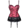 Bustiers korsetten sexy dames riemen ondergoed erotische bloemen kanten korset top lingerie slanke taille bustier met cup push up corselet jurkbust