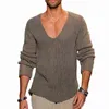 V Szyjka luźna bawełniany sweter Mężczyźni Wysoka elastyczność moda Slim Fit Man Sweter plus Sizenew Men Casual Solid Sweater L220730