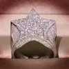 Küme Yüzük Hip Hop Beş Yıldızlı Erkekler Altın Gümüş Renk Buzlu Kübik Zirkonya Takı Yüzük Hediyeleri Çift Düğün Kadınları Jewelrycluster