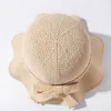 Sombreros de ala ancho transpirable pequeño sombrero de cubo fresco femenino de verano de verano lino solar hatina literaria literaria plegable tejido de punto coreano plegable en todo