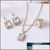 Crystal Wedding Jewelry Sets For Bridal Engagement Pendant Necklaces Rings Earring Valentines Day Gift Trendy Trinket Accessory Drop Deliver