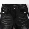 Jean Designer Jeans Amirs Amires High Street Brand Black Perforated Splash Jeans Mens Summer