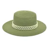 Szerokie brzegowe czapki moda letnia kapelusz plażowy unisex papierowy słomka Pearl Ribbon Boater Sun for Women Ladieswide