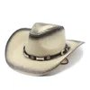 Bérets vintage western cowboy chapeau cuir bande de cow-girl sexy paille d'été sunhat unisexe de plage formeable de plage