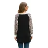 Camicette da donna Camicette Camicetta con stampa leopardata Donna Pullover a maniche lunghe con scollo a V nero Magliette casual Tunica annodata Allentata 2022 T-shirt morbida autunno S