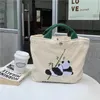 Evening Bags Cute Panda Embroidered Women Shoulder Bag Retro Corduroy Female Small Tote Purse Handbags Daily Student Girls Lunch Bento