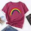 Women's T-Shirt Rainbow Tee Top Woman Short Sleeve T-Shirts Summer Tops For Women Cotton Graphic Tees Female Shirt Clothes W220408