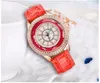 Montre-bracelets Crystal Righestone Brand Pu Leather Montre Femmes Habille Clock Gades Cadeaux Quartz Watch Reloj for Girls Fashion 1PCWR9508379