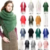 Mode cachemire femmes solide écharpe hiver chaud châle et enveloppement Bandana Pashmina Long gland femme Foulard couverture épaisse