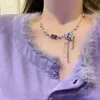 Collier Original y2k en métal plissé en zircon violet, chaîne d'amour, attrape le dieu féerique de l'éphémère dans la poussière