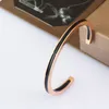 Classic Thin Open Cuff Bracelet 18K Rose Gold/Gold Plated Couples Oval Love Bracelets, Plain Polished Finish Open Cuff Bangle Jewelry Gift f