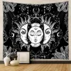 Filt mandala tapestry vit svart sol och måne vägg hängande tarot hippie vägg tapestys hem Dorm Pack Inventory grossist