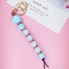 Mother's Day Gift Designer Print Silicone Wood Bead Mama Keychain Monogram Keychain For Mom JW160