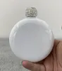 Kalça Şişkiler İçecek Yazılım Mutfak Yemek Bar Ev Bahçesi Süblimasyon 5oz Diamond Lid ile Yuvarlak Kare Boş Boş Paslanmaz Çelik Flagon Mini Su