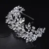 Tocados Tocado de novia de cristal de lujo Diamantes de imitación de plata Diademas de corona nupcial Mujeres Accesorios para el cabello de boda hechos a mano TiarasH