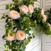 Decorative Flowers Wreaths 18M Artificial Silk Rose Plants Garland Fake Eucalyptus Peony Vines Hanging For Wedding Home Table P8552329