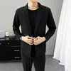 Herrdräkter blazers höst och sommar liten kostym män koreansk stil trendiga affärer casual lös mäns singel west all-match svart kappa