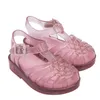 Mini Melissa Girls Roma Jelly Sandals Princesa Sparkle Fashion Jelly Sapatos Kids Candy Color Beach Derme para crianças HMI043 220621