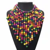 Anhänger Halskette Acryl Multicolor Holzperlen Drop Halskette für Frauen Statement handgefertigte Perlen Kette Bib Party Mode Schmuckpendant