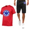 Herren-Trainingsanzüge, Rettungswagen, 2022, Herrenmode, T-Shirts, bedruckt, lässig, Sommer, Baumwolle, Shorts, Ärmel, Oberteil, 2-teiliges Set für Herren