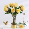 Dekorativa blommor kransar 4pc högklassig latex rosor blommor dekor hem hand känsla fuktgivande ros verklig touch konstgjord bröllop brida