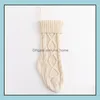 46Cm Knitting Christmas Stockings Xmas Tree Decorations Solid Color Children Kids Gifts Candy Bags Zza Fast Ship 3-7Days Drop Delivery 2021