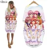 Femmes robe Quintuplets Quintessential 3D imprimé ample fille jupe dessin animé à manches longues décontracté poche robes féminines W220616