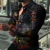 Мужские повседневные рубашки осень высококачественная модная мужская одежда леопардовая печать мужская рубашка с длинным рукавом выпускной вечер