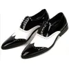 Oxfords hommes chaussures habillées 2019 classique noir et blanc chaussures de mariage d'affaires formelles en cuir véritable chaussure masculine
