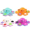 Fidget Toys Flip Face Changing Push Toys Bubble Silicone Key Chain Fingertip Gyro Decompression Creative Game Sensory Anxiety Stress Reliever