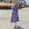 Frauen Wollmischungen Winter Wollmantel Weibliche Lange Lose Lavendel Mode Jacke Reine Farbe Wilden Koreanischen Casual Revers Qualität verdickung La