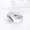 Einfache Mode Silber Farbe Feder Delphin Einstellbare Ring Exquisite Schmuck Für Frauen Party Hochzeit Verlobung Geschenk 220719