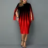 Plus size jurken herfst elegante ombre avond feestjurk vrouwen mode spleet lange mouw casual kledingplus