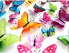 Fashion Double layer 3D Butterfly Wall Sticker on the wall Home Decor Butterflies for decoration Magnet Fridge stickers 12PCS/set