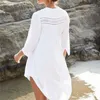 Plage couvrir blanc tunique femme Bikini couvertures maillot de bain femmes maillots de bain maillot de bain couvrir sarong paréo plage Q833 220423