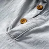 Men's Casual Shirts Designer Italy Style Cotton Linen Short-sleeved Shirt Men Brand Solid White Henley For Top Camisa ChemiseMen's