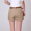 Summer Woman Shorts Ladies Casual Short Pants Fashion Draped Office OL Solid Color Pant Female Khaki&White Plus Size W220322