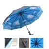 Automatic Double Layer Windproof Rain Umbrella Male Ten Bone Folding Large Business Trip Sun Umbrellas Parasol For Women Men 220426