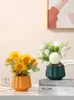 Decorative Flowers & Wreaths Northern Europe Light Luxury Ceramic Vase Ornaments Living Room Table Tea Artificial Flower Home Decoration Fak