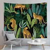 Mystisk skogsmattor vägg hängande djungel djur och växter tapestry vardagsrum sovrum hem dekoration vägg beklädnad j220804