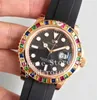 Lyx automatiska Eta 2836 klockor Herr Gem-Set Multi Color Rainbow Diamond Bezel 116695Sats Rose Gold Herr Gummi 116695 NoobF Factory Watch