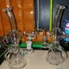 Blå Grön Lila Hookah Bubbler Glas Bong Unika Heady Dab Rigs Recycler Vattenrör Shisha Tool 14.4mm Banger Nail