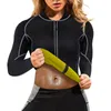 Shapers do corpo feminino Exercício Sweat Zip camiseta camisa de espartilho terno de sauna neoprene Slimming calça ginástica para o Core Muscle Trainingwomen's