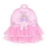 Stage Wear Pink Lace Girl Bag Bag para niñas Ballet Bebé Baby Ballerina Kid Gimnasia Mochila bordada