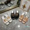 flat women's slippers made of genuine leather luxury metal button decoration silver sole design shoes large size 35-42