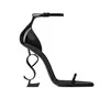 Designer High Heels Opyum Stiletto Heel Paris Letters Metal Sandals Women Dress Shoes Sexy Toe Tisters Fashion Leather Pumps Party Wedding Sandal 35-41