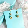 Dangle & Chandelier Three Ball Chain Tassel Chic Women Earrings Long Golden Metal Stylish Round-shape Rock Girls EardropDangle